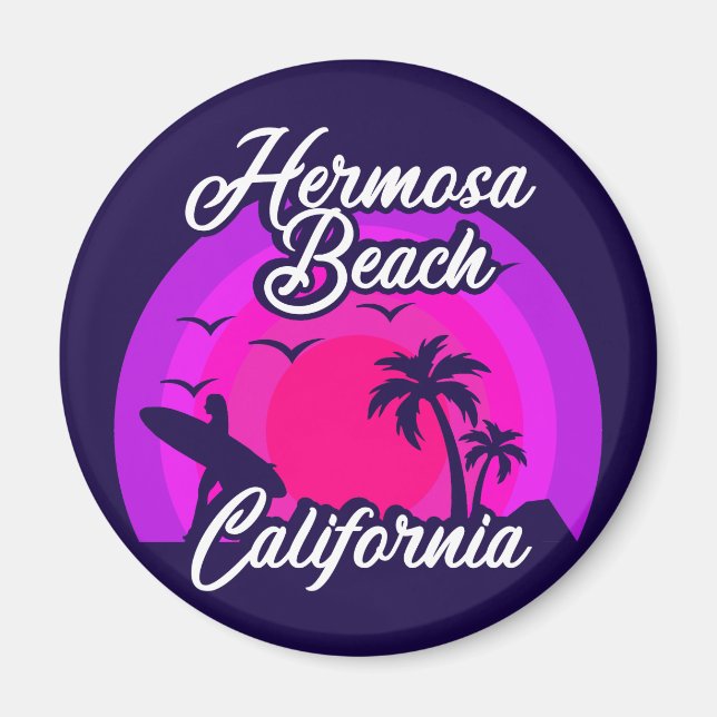 Vintage Hermosa Beach California Magnet (Framsidan)