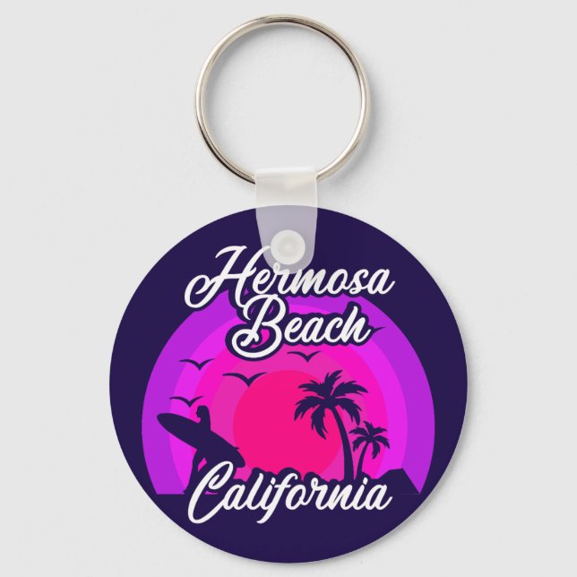 Vintage Hermosa Beach California Nyckelring (Framsida)