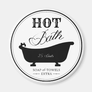 Vintage Hett Bath Black & White Bathroom Magnet