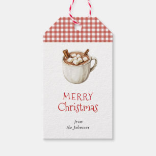 Vintage Hett Cocoa gingham jul Presentetikett