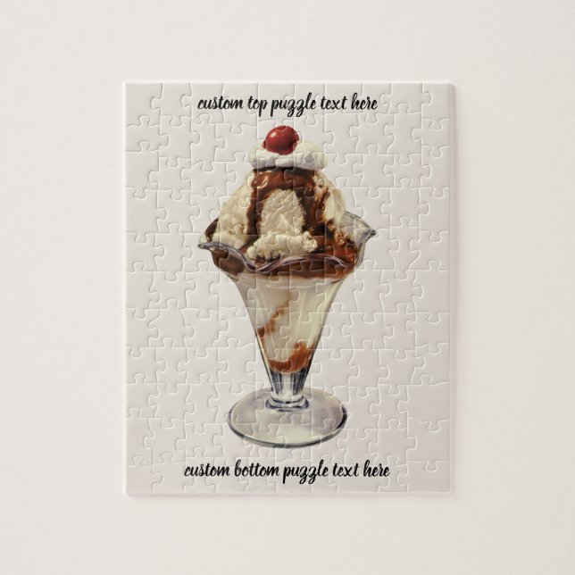 Vintage Hett Fudge Ice Cream Sundae Desserts Pussel (Vertikal)