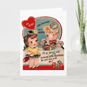 Vintage Hett Hund och Mustard Valentine Helgkort