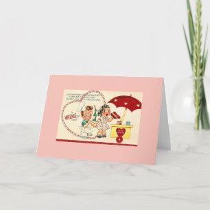 Vintage Hett Hund och Mustard Valentine Helgkort
