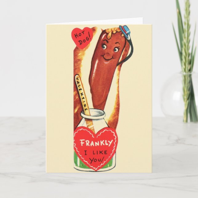 Vintage Hett Hund Valentine Greeting Card Helgkort (Framsida)