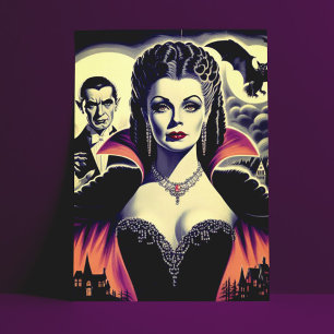 Vintage Hett Vampire Woman Vykort
