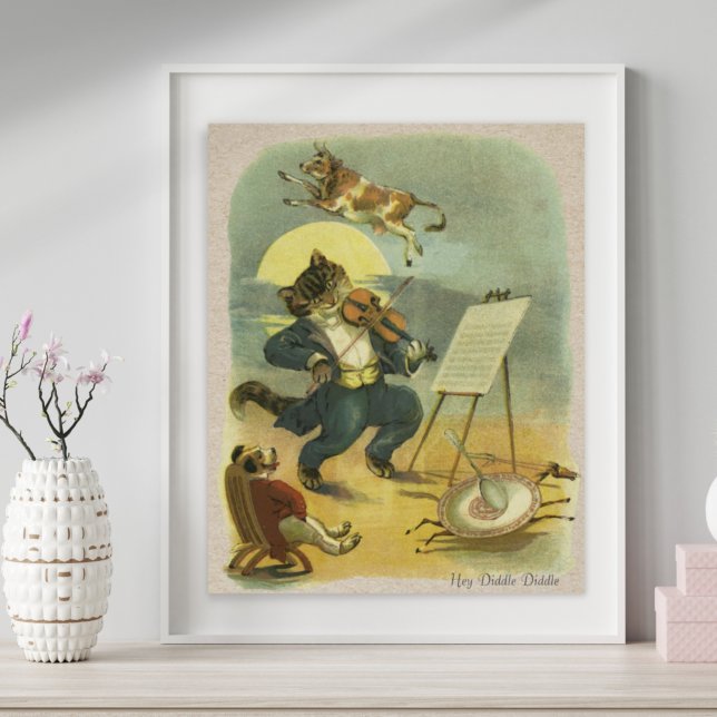 Vintage Hey Diddle Diddle-ramsan återställd Poster (Skapare uppladdad)