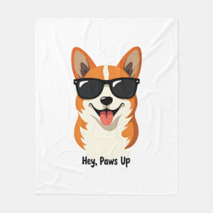 Vintage Hey, Paws Up Corgi med solglasögon Söt Do Fleecefilt