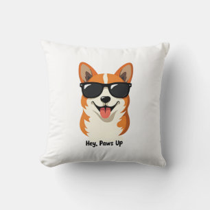 Vintage Hey, Paws Up Corgi med solglasögon Söt Do Kudde