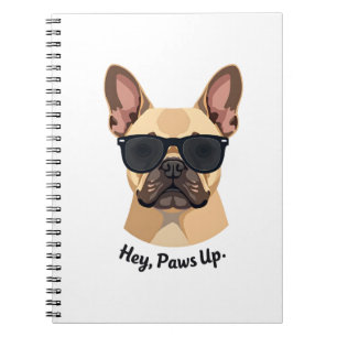 Vintage Hey, Paws Up Fransk Bulldog Solglasögon Gr Anteckningsbok