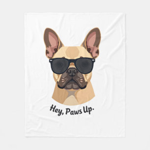 Vintage Hey, Paws Up Fransk Bulldog Solglasögon Gr Fleecefilt