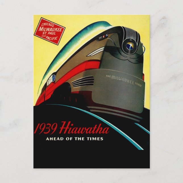 Vintage Hiawatha Streamlines Tåg Vykort (Framsida)