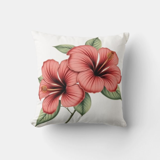 Vintage Hibiscus throw pillow Kudde (Framsida)