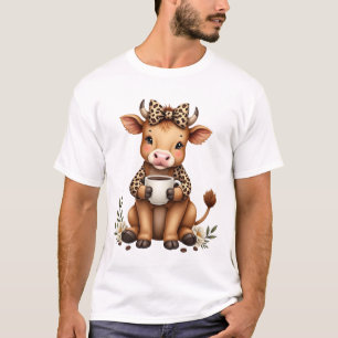 Vintage Highland Ko Förälskare Vattenfärg Söt T Shirt
