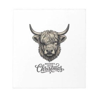 Vintage Highland Ko Merry Christmas Tröja_1 Anteckningsblock