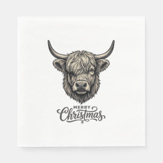Vintage Highland Ko Merry Christmas Tröja_1 Pappersservett