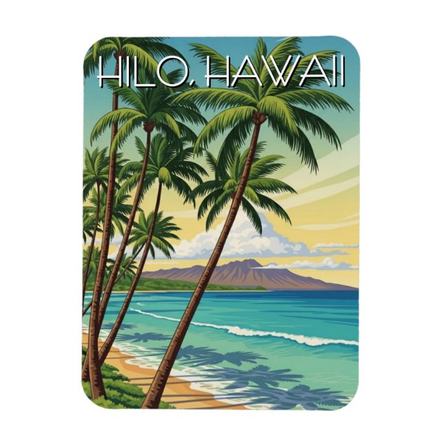 Vintage Hilo Hawaii Travel Magnet (Vertikal)