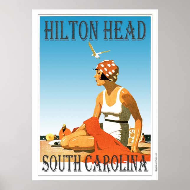 Vintage Hilton Head Beach Scene Poster (Framsidan)