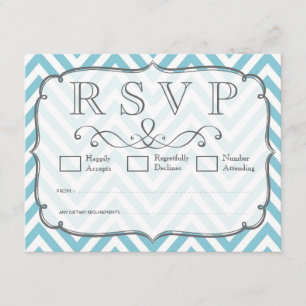 Vintage Himmel Blue White Chevron-Bröllop OSA Kort