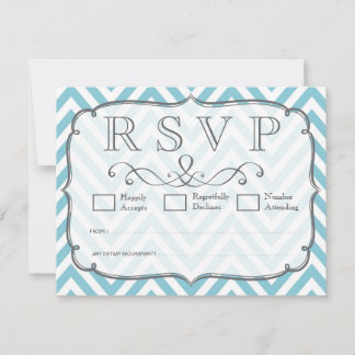 Vintage Himmel Blue White Chevron-Bröllop OSA Kort