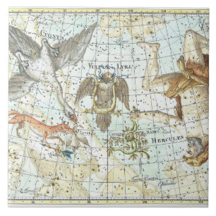 Vintage Himmel Karta Konstellation of Hercules Kakelplatta