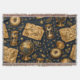 Vintage himmelsglobkarta & astronomimönster filt
