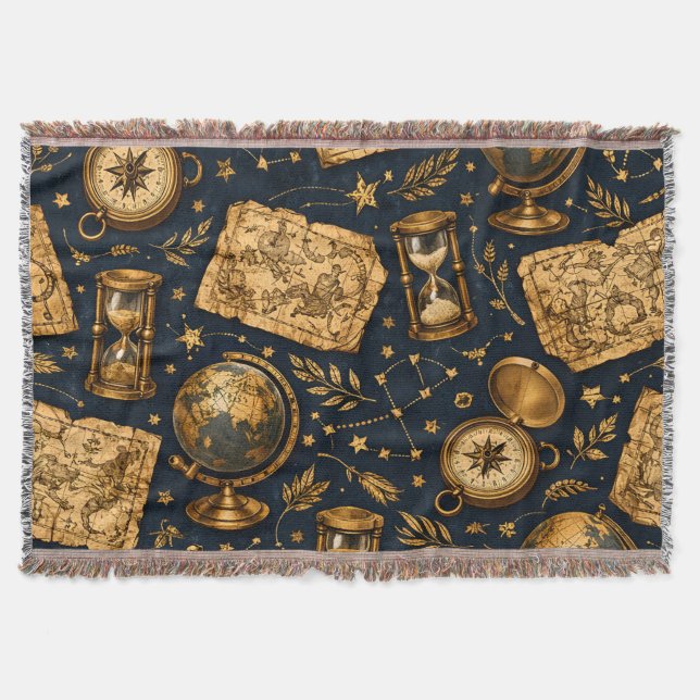 Vintage himmelsglobkarta & astronomimönster filt (Framsidan)