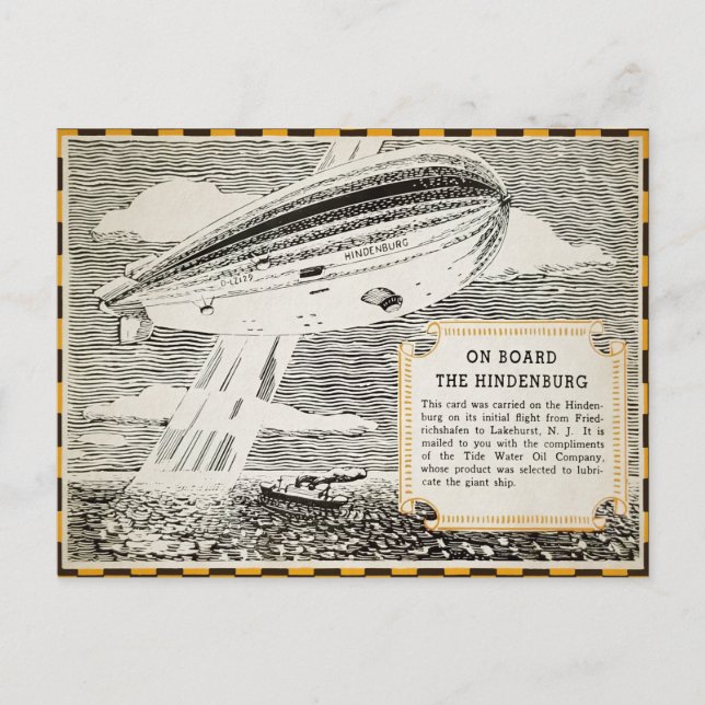 Vintage Hindenburg-vykort Vykort (Framsida)
