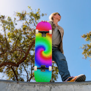 Vintage Hippie Boho Tie Dye Psychedelic Twirl Mini Skateboard Bräda 18,7 Cm