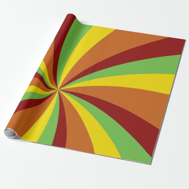 Vintage Hippie Retro Stil Virvelmönster Presentpapper (Utrullad)