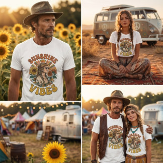 Vintage Hippie Solsken Grafik T Shirt