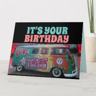 VINTAGE HIPPIE VAN FUNNY HÄLSNING BIRTHDAY CARD TACK KORT