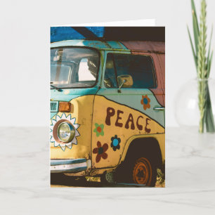 VINTAGE HIPPIE VAN HEJ GREETING CARD TACK KORT