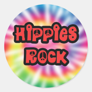 Vintage Hippies Sten Tie Dye Sticker Runt Klistermärke