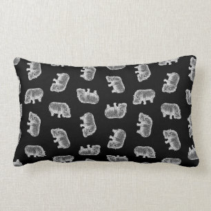 Vintage Hippo Skriv ut Mönster Hippopotamus Art B Lumbarkudde