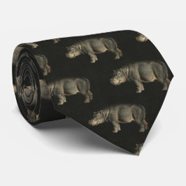 Vintage Hippos on Dark Umber Brown Linen Slips