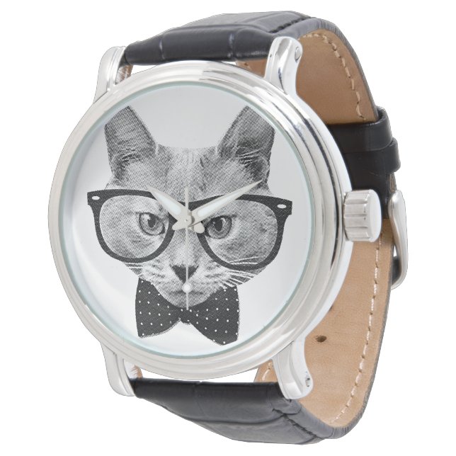 Vintage hipster cat armbandsur (Vinklad)