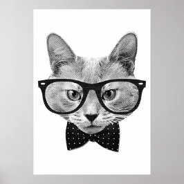 Vintage hipster cat poster