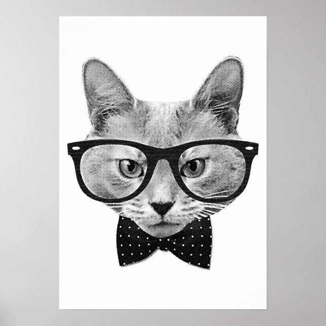 Vintage hipster cat poster (Framsidan)