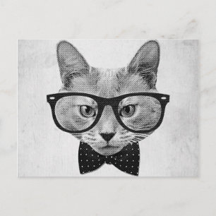 Vintage hipster cat vykort