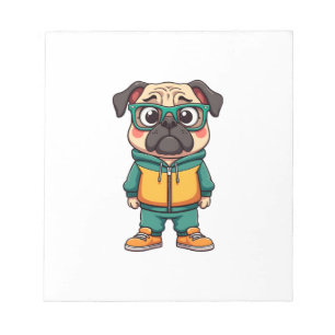 Vintage Hipster Mops Hund Tecknad Streetwear Grafi Anteckningsblock