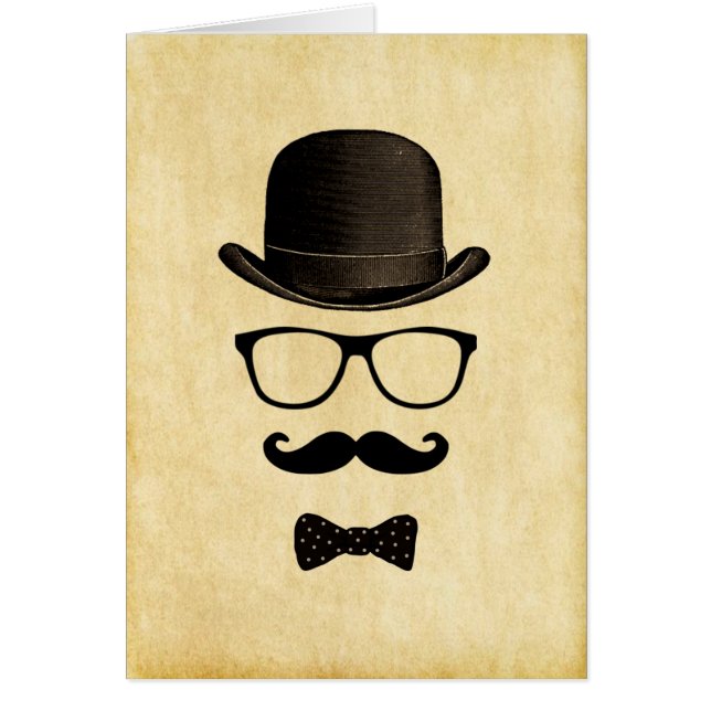 Vintage-/HipsterMoustacheman Hälsningskort (Framsidan)