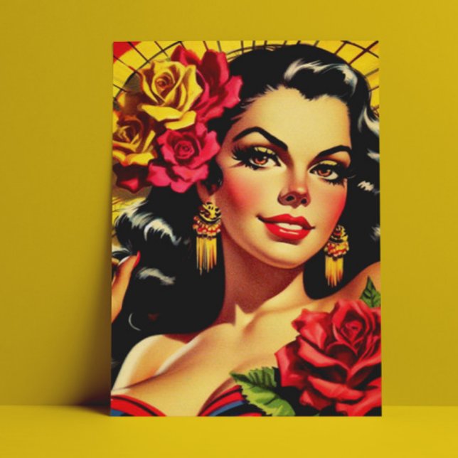 Vintage Hispanic Pin-up Vykort (Skapare uppladdad)