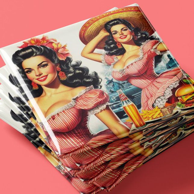 Vintage Hispanic Woman Illustration Magnet (Skapare uppladdad)