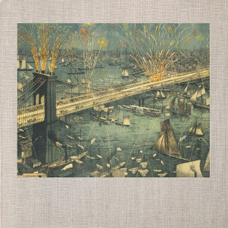 Vintage Historic New York Brooklyn Bridge Open Canvastryck