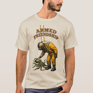 Vintage hjälmdykare smeker en stor bläckfisk URM T Shirt