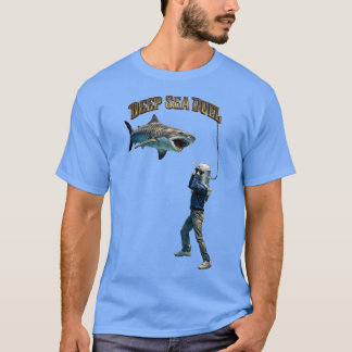 Vintage hjälmdykare som bekämpar en tigerhaj URM T Shirt
