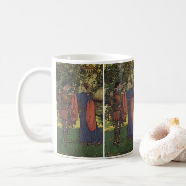 Vintage hjälte prins riddare skinande rustning pri kaffemugg (Med munk)