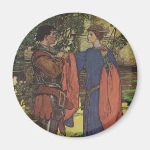 Vintage hjälte prins riddare skinande rustning pri magnet