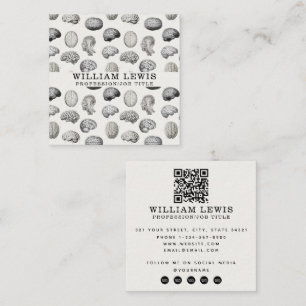 Vintage hjärnanatomi Biologi QR-kod Sociala medier Fyrkantigt Visitkort