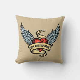 Vintage hjärta med Vingar Kudde